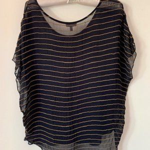Joie Black Crepe & Chain Blouse